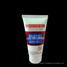 white color plastic whitening cleanser tube with flip top cap